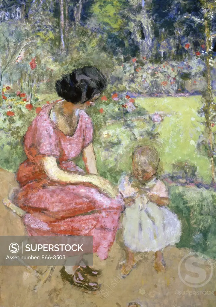 Woman and Child in the Garden  Edouard Vuillard (1868-1940/French)   Oil on canvas   