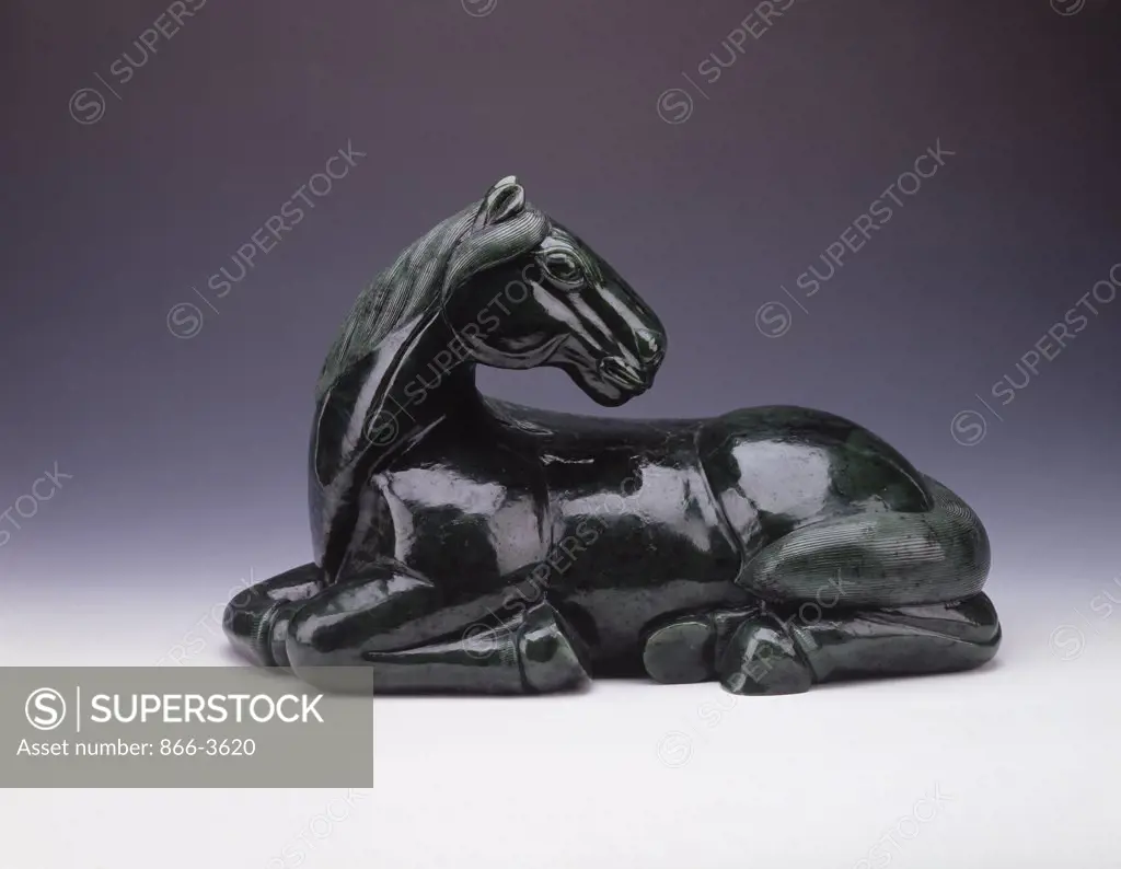Spinach Jade Horse Chinese Art 