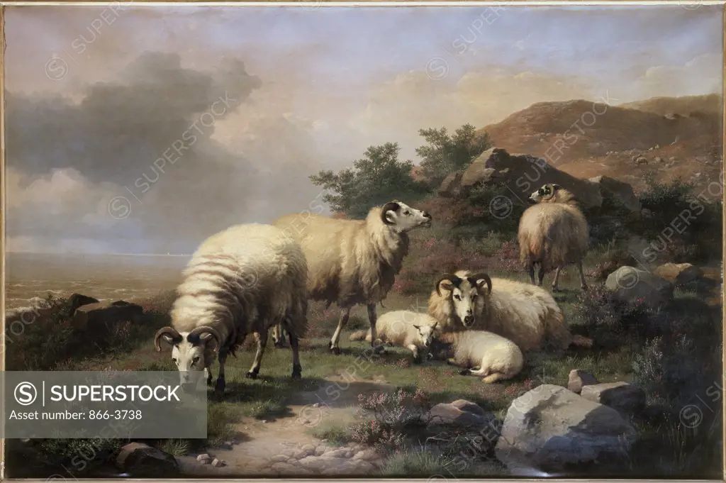 Sheep In A Coastal Landscape Eugène Verboeckhoven (1799-1881 Belgian) Oil On Canvas Christie's Images, London, England