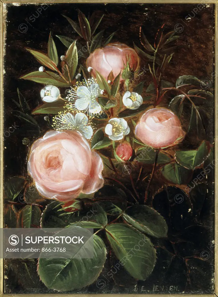 Roses And Hollyhock  Jensen, Johan Laurentz(1800-1856 Danish) Oil On Canvas Christie's Images, London, England 