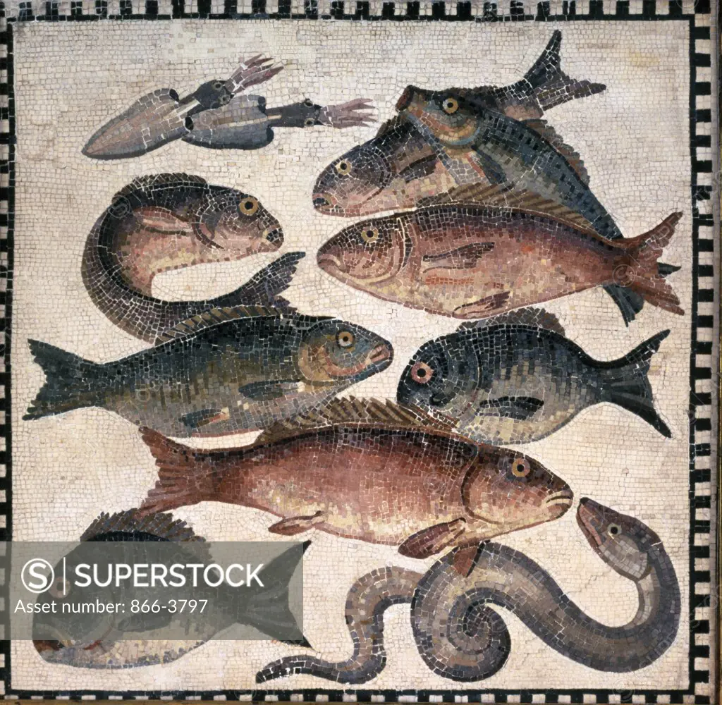 Roman mosaic panel with fish, England, London, Christie's Images, Roman Art