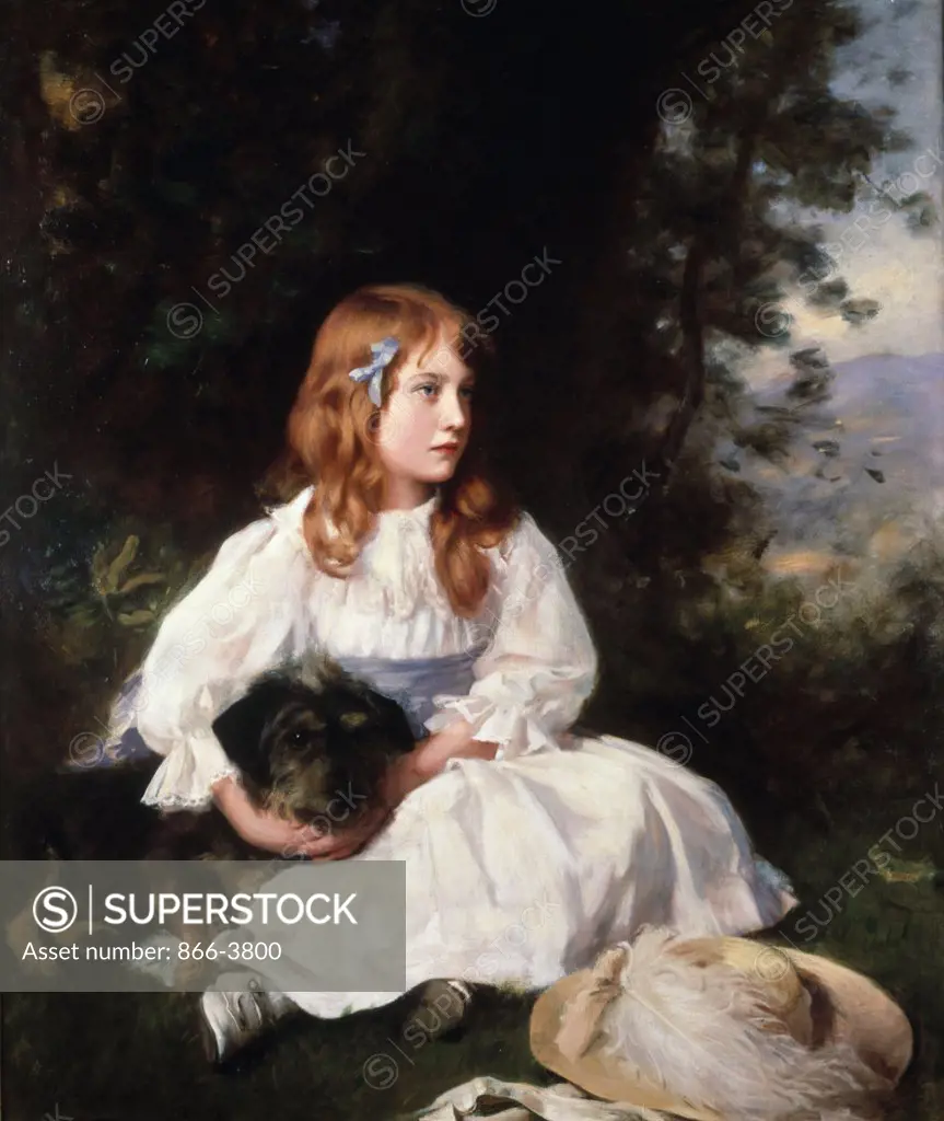 Portrait of girl with Terrier dog, by William Robert Symonds, (1851-1934), England, London, Christie's Images