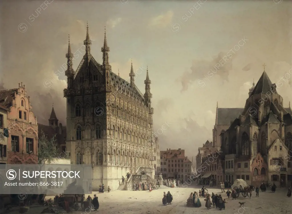 The Town Hall, Louvain S.D. 1857 Michael Neher (1798-1876 German) Painting Christie's Images, London, England
