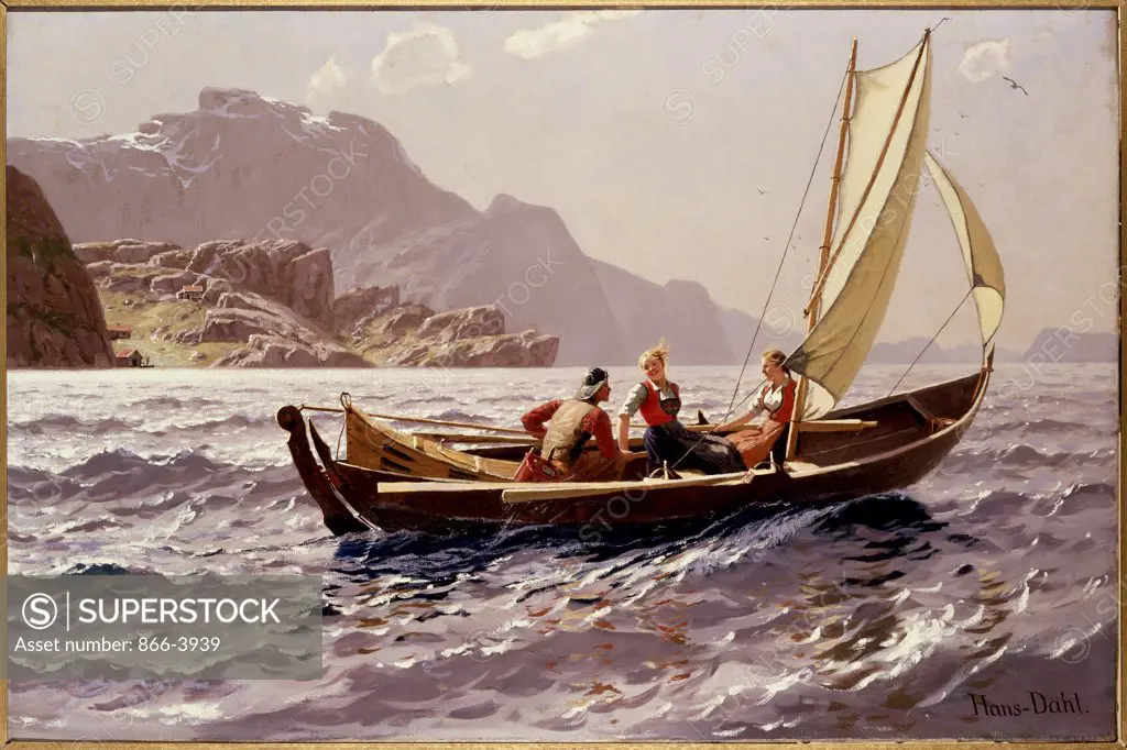Sailing Off The Norwegian Coast  Dahl, Hans(1849-1937 Norwegian) Oil On Canvas Christie's Images, London, England 
