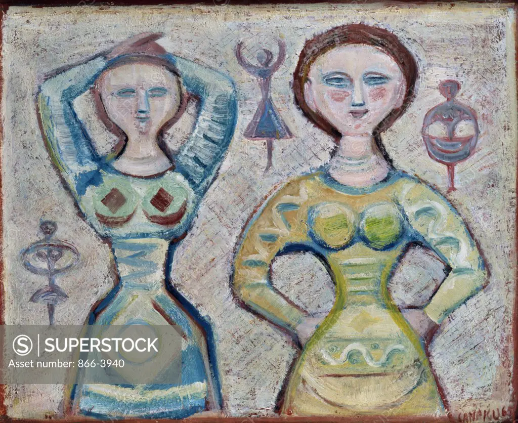 Due Donna 1965 S.D. 1965 Campigli, Massimo(1895-1971 Italian) Oil On Canvas Christie's Images, London, England 