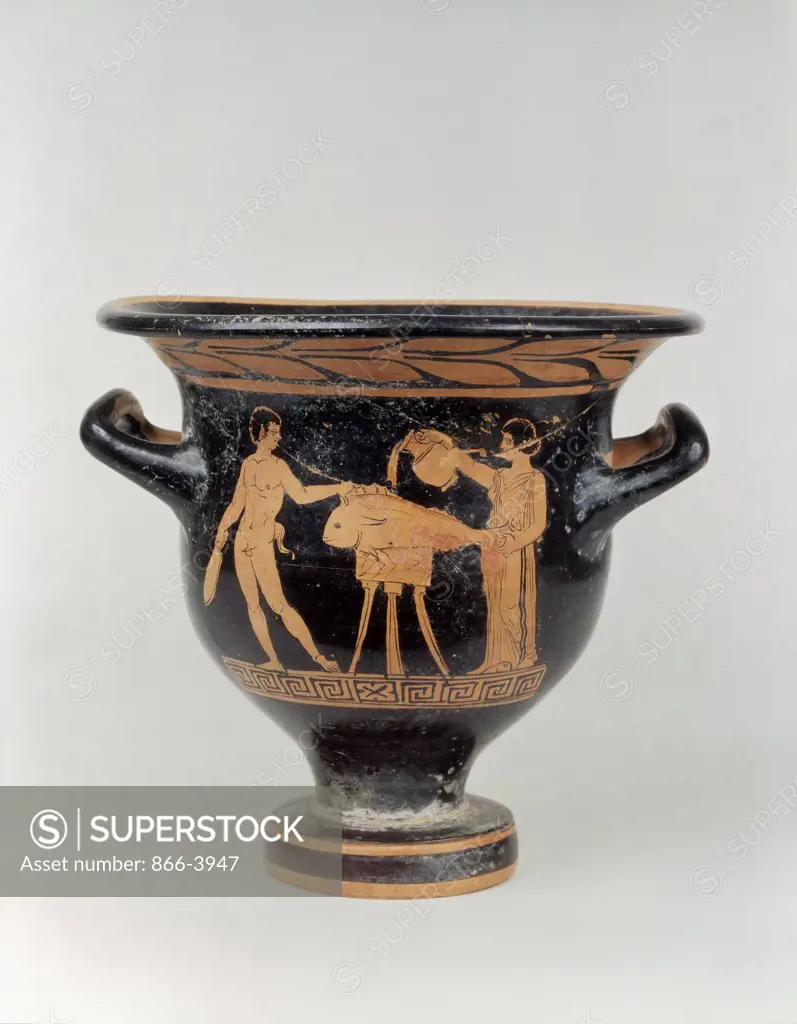 South Italian Bell-Krater-Rare Scene Showing Fish And Man And Woman Greek Art(- ) Pottery Christie's Images, London, England 