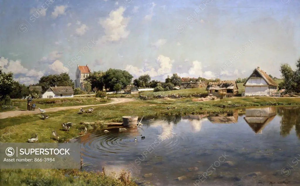 The Village Pond, Ramlose, by Peder Mork Monsted, 1892, (1859-1941), England, London, Christie's Images
