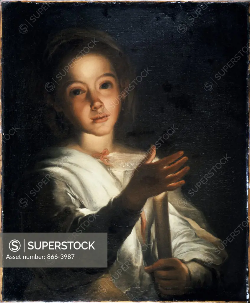 Follower of a Young Girl Shading a Candle Bartolome Esteban Murillo (1617-1682 Spanish) Oil on wood panel 