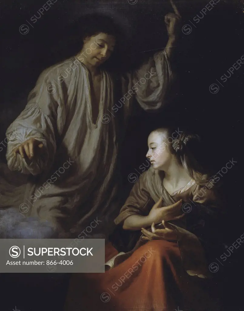 The Annunciation Godfried Schalcken (1643-1706 Dutch)  Oil on wood panel Christie's Images, London, England