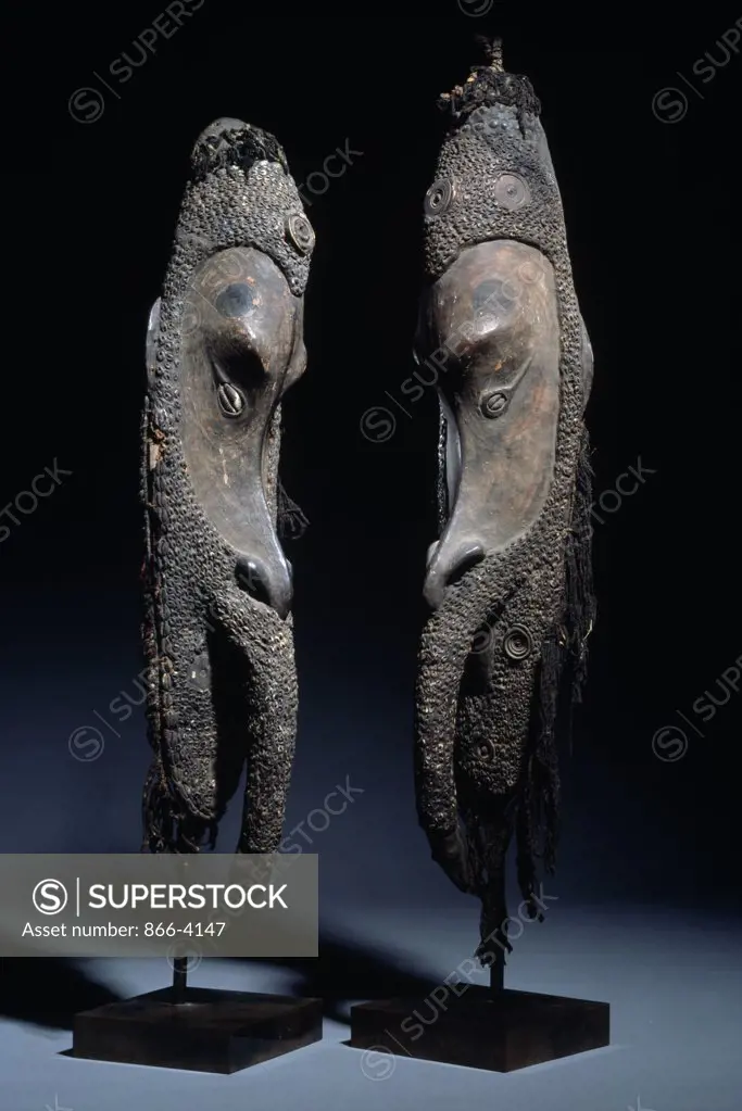Rare pair of Iatmui masks, Mai male and female, England, London, Christie's Images, Primitive Art