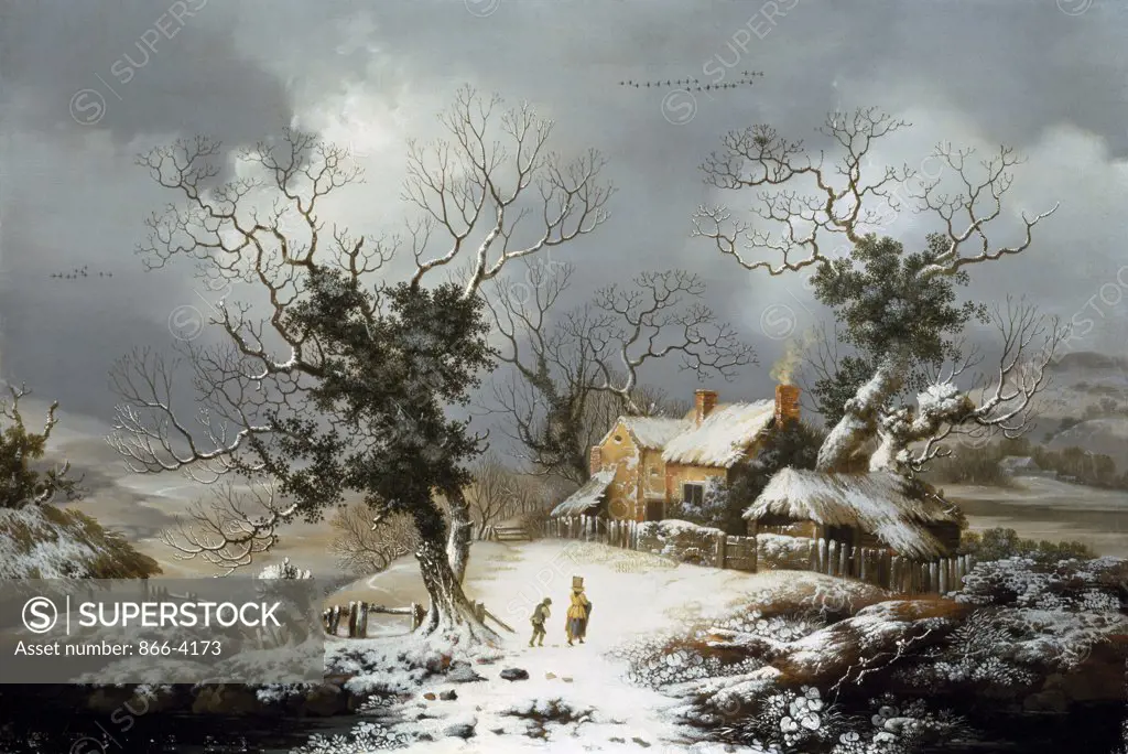 A Winter Landscape George Smith (1714-1776 British) Oil On Wood Panel Christie's Images, London, England
