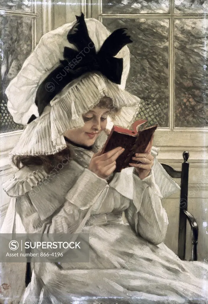 Reading a Book  ca. 1872 James Tissot (1836-1902 French) Oil on wood panel Christie's Images, London, England