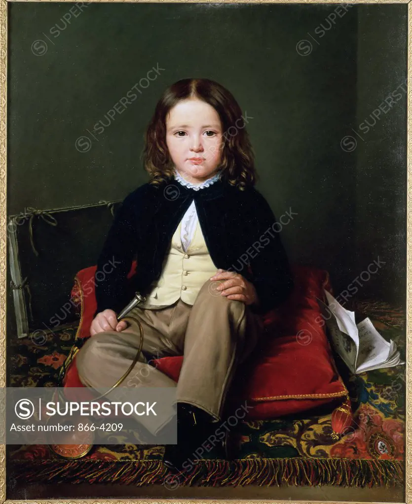 Portrait Of A Boy Holding A Horn  Matet, Charles Paulin Francois(1791-1870 French) Oil On Canvas Christie's Images, London, England 