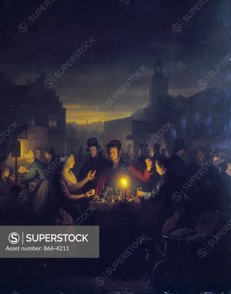 A Tinker Selling His Wares by Candlelight, by Petrus van Schendel, (1806-1870), England, London, Christie's Images