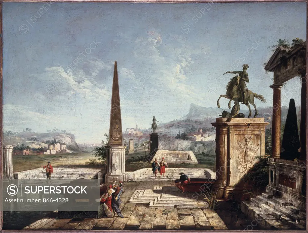 Capriccio Of Classical Monuments And An Obelisk, A  Marieschi, Michele(1710-1743 Italian) Oil On Canvas Christie's Images, London, England 