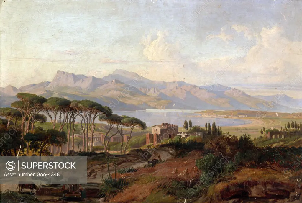 Extensive Italianate Landscape by August Lucas, Oil on board, (1803-1863), UK, England, London, Christie's Images