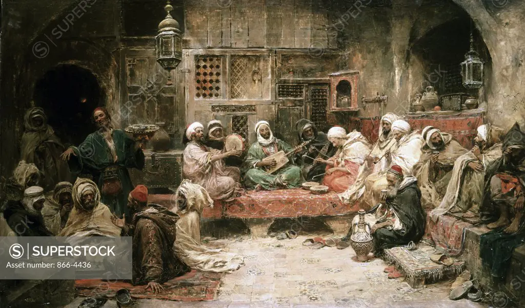 Arabs Making Music In An Interior Jose Benlliure y Gil (1855-1919 Spanish) Oil On Canvas Christie's Images, London, England