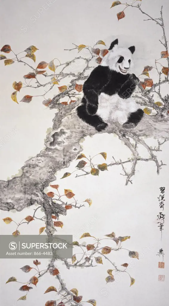 Panda in a Red Leaf Tree Xie Zhiliu (1910-1997 Chinese) Ink on paper Christie's, London