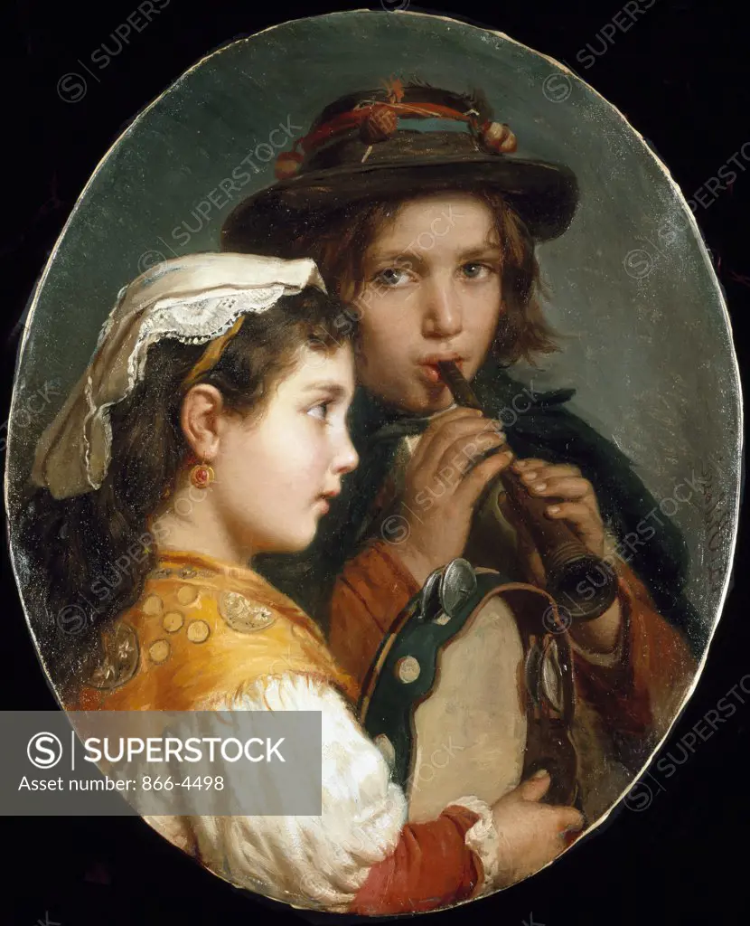 Young Musicians, The  Ribossi, Angelo(1822-1886 ) Oil On Canvas Christie's Images, London, England 