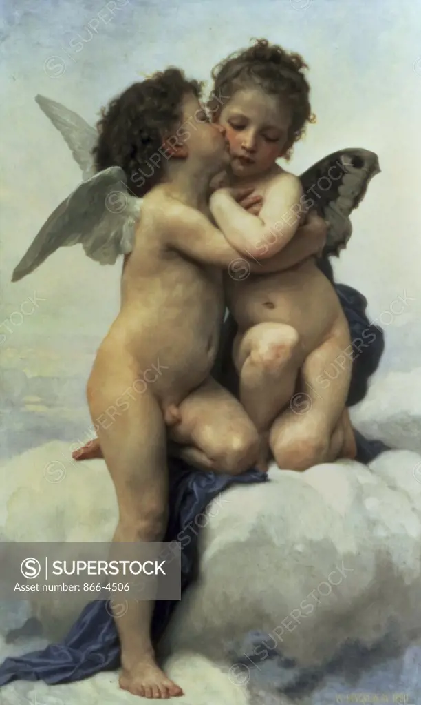 The First Kiss  1890   William-Adolphe Bouguereau (1825-1905/French) Oil on Canvas 