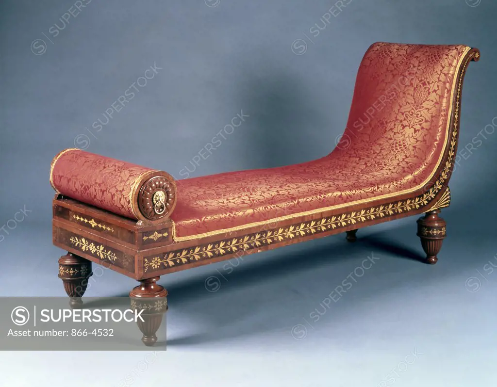 Biedermeier Mahogany, Plum Pudding Mahogany Bird's Eye Maple and Marquetry Day Bed Antiques-Furniture Christie's Images, London, England