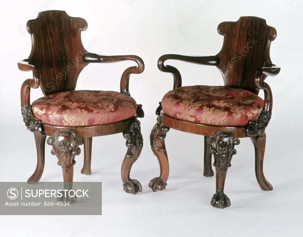 Early Victorian Rosewood Open Armchairs Antiques Christie's, London 