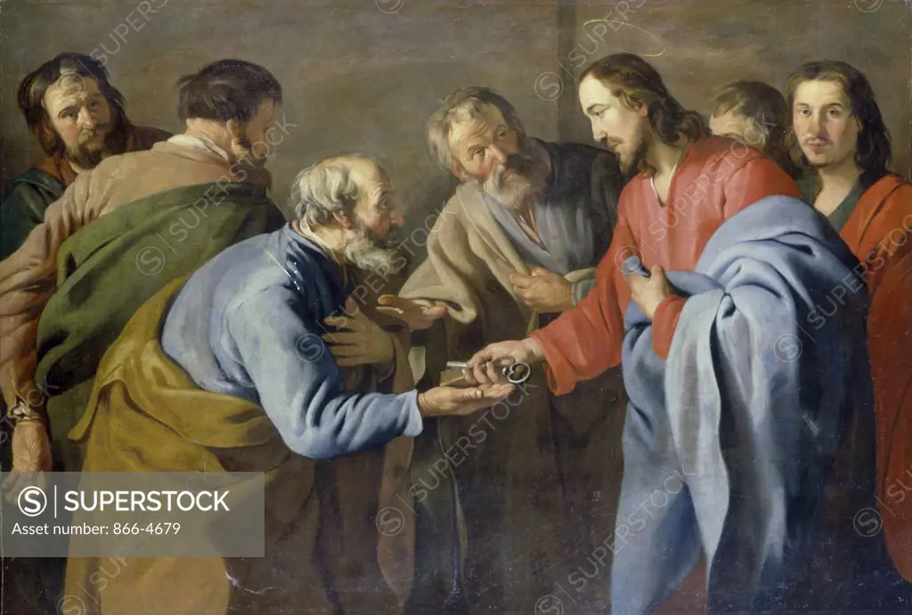 Christ Handing Keys to Saint Peter  Matthias Stom (Circle of) (17th C. Dutch) Oil on canvas Christie's Images, London, England 