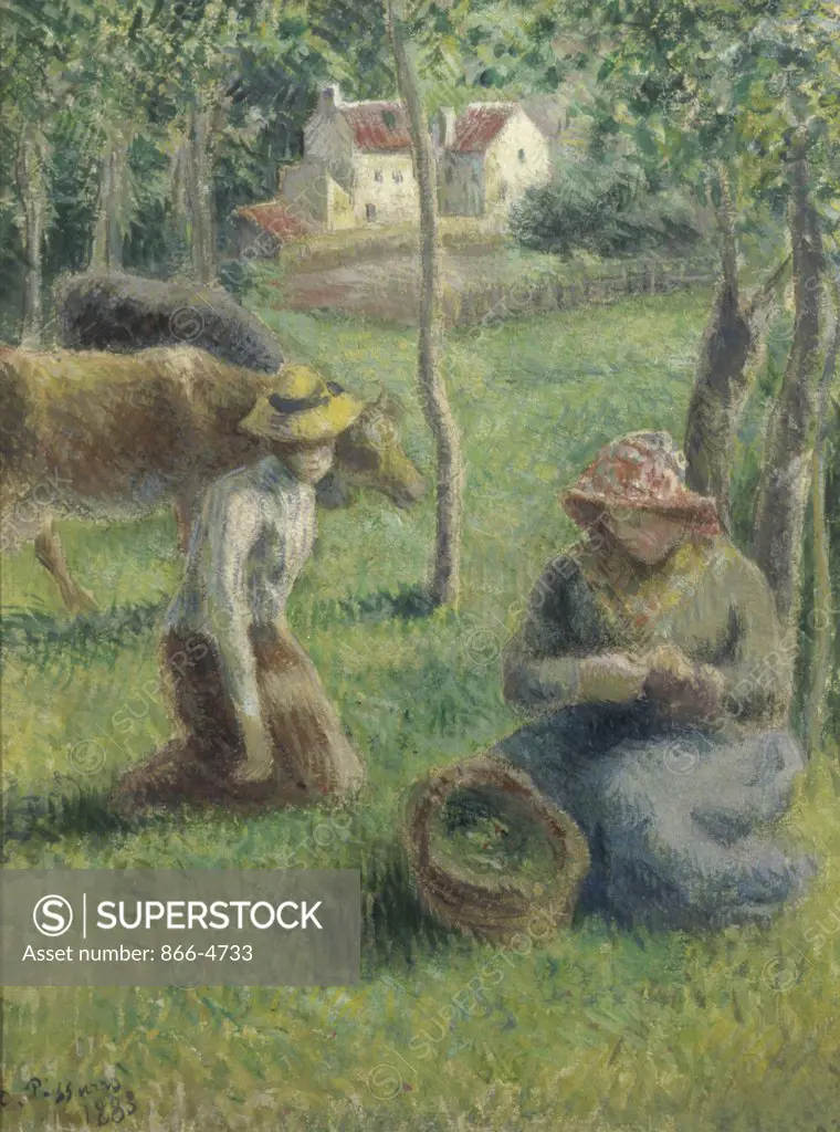 The Keeper of the Cows  (Gardeuse de Vaches)  1883  Camille Pissarro (1830-1903/French) 