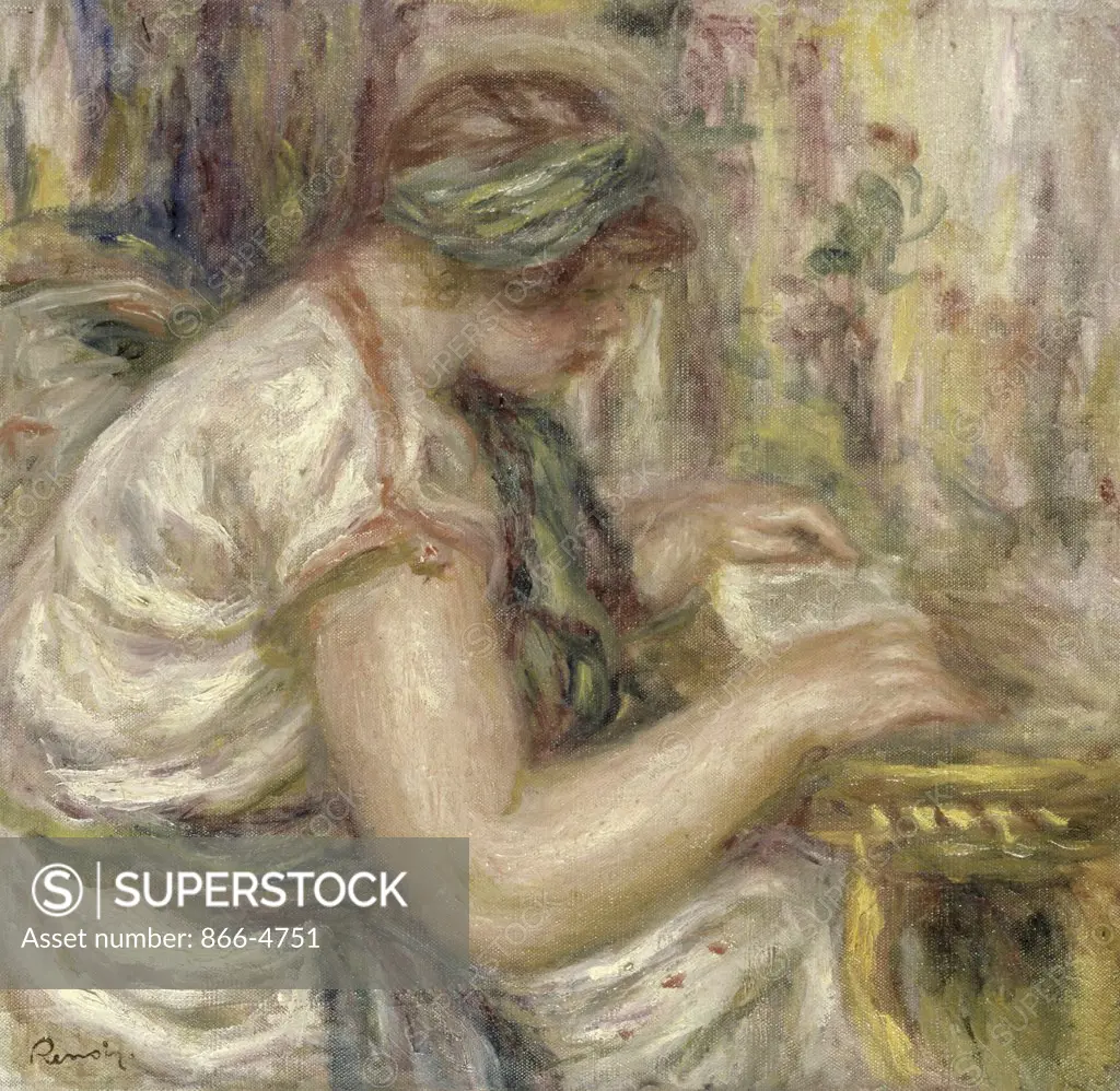 Woman in an Arabian Blouse Reading  (Femme en Blouse Arabe Lisant ) 1919  Pierre-Auguste Renoir (1841-1919/French) 
