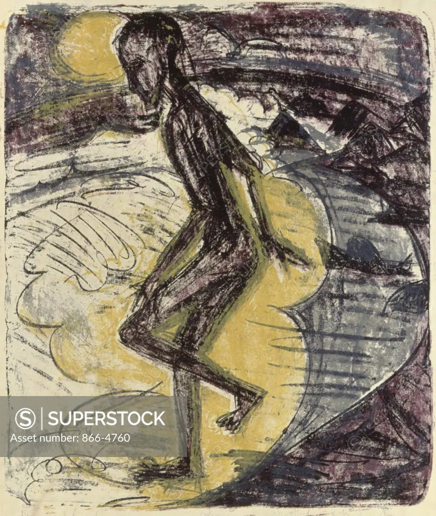 Ins Meer Steigender Mann  1913  Ernst Ludwig Kirchner (1880-1938/German)    