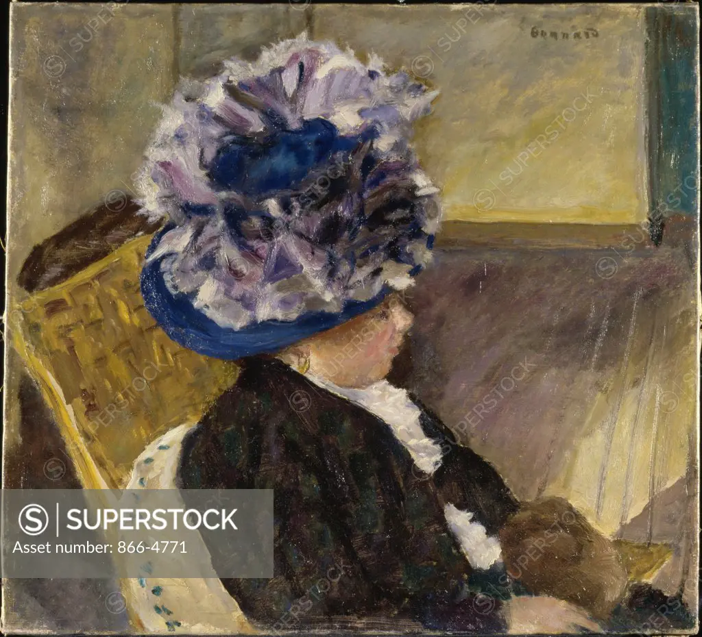 Young Woman in a Blue Hat  (Jeune Femme au Chapeau Bleu)  1908  Pierre Bonnard (1867-1947/French)     