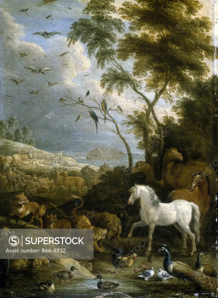 Animals Entering Noah's Ark  Lambert de Hondt (act. 1679/Flemish)  Christie's Images  