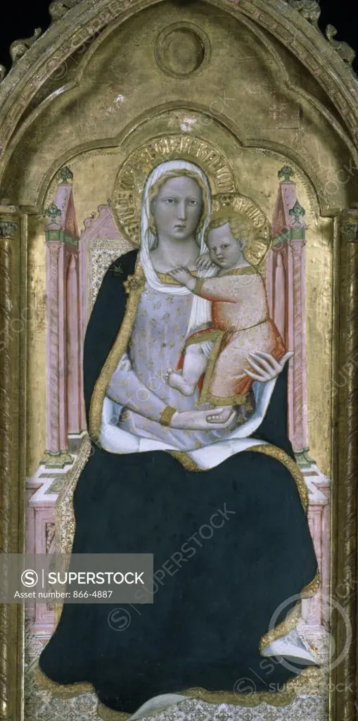 Madonna and Child Enthroned by Spinello Aretino, tempera and gold leaf on panel, (c. 1350-1411), UK, England, London, Christie's Images