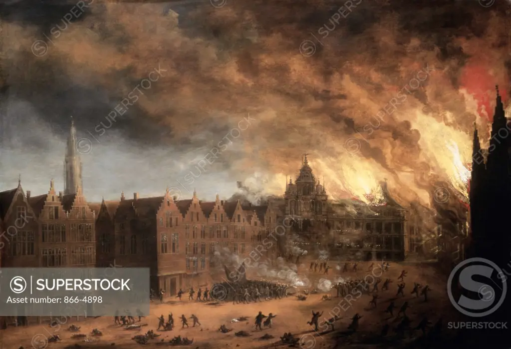 The Burning of Antwerp City Hall  Daniel van Heil (c.1604-1662/Flemish)  Christie's Images  