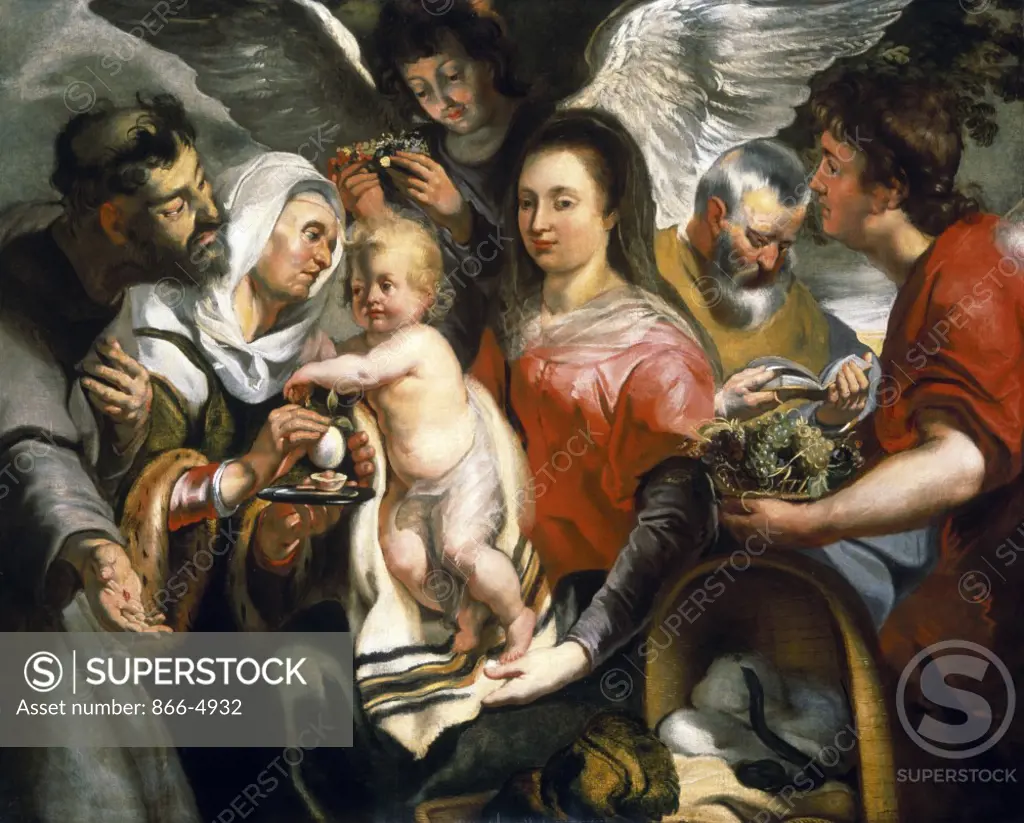 Holy Family with Saints Anne and Francis by Jacob Jordaens, painting, (1593-1678), UK, England, London, Christie's Images