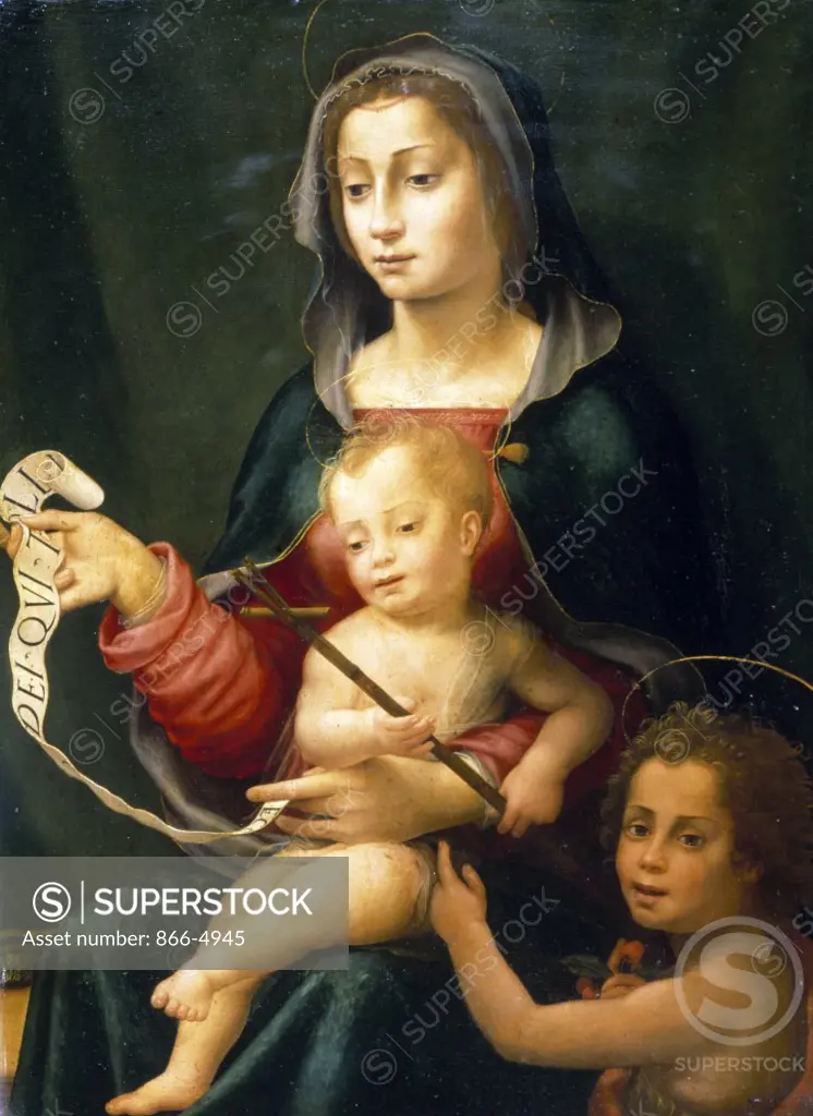 Madonna and Child with Infant St. John Baptist by Giuliano Bugiardini, painting, (1475-1554)