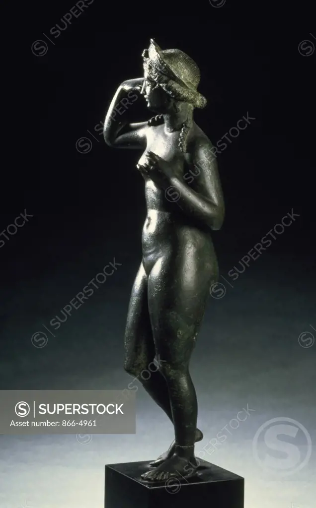 A Late Hellenistic Bronze Statue of Aphrodite  2nd-1st C. B.C.  Greek Art (Alexandria) 