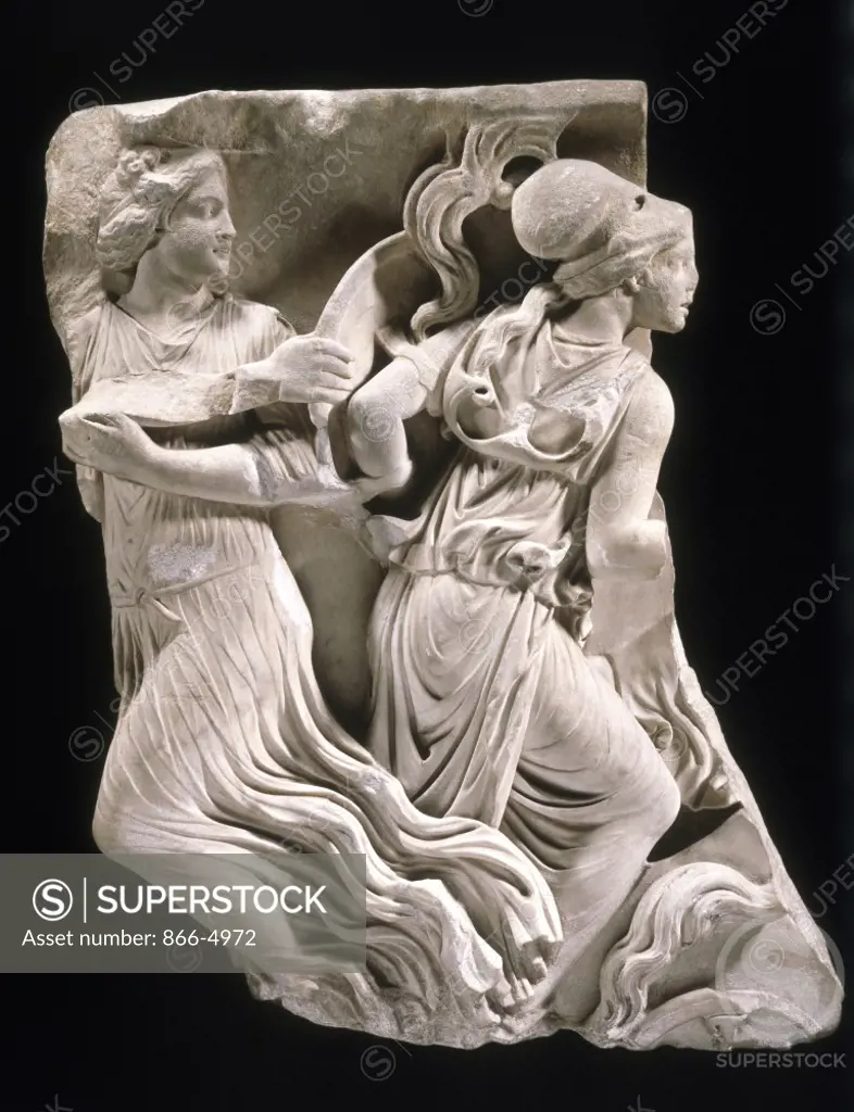 Roman Marble Sarcophagus Fragment Depicting the Battle of the Gods and the Giants c. 175 A.D.  Roman Art 