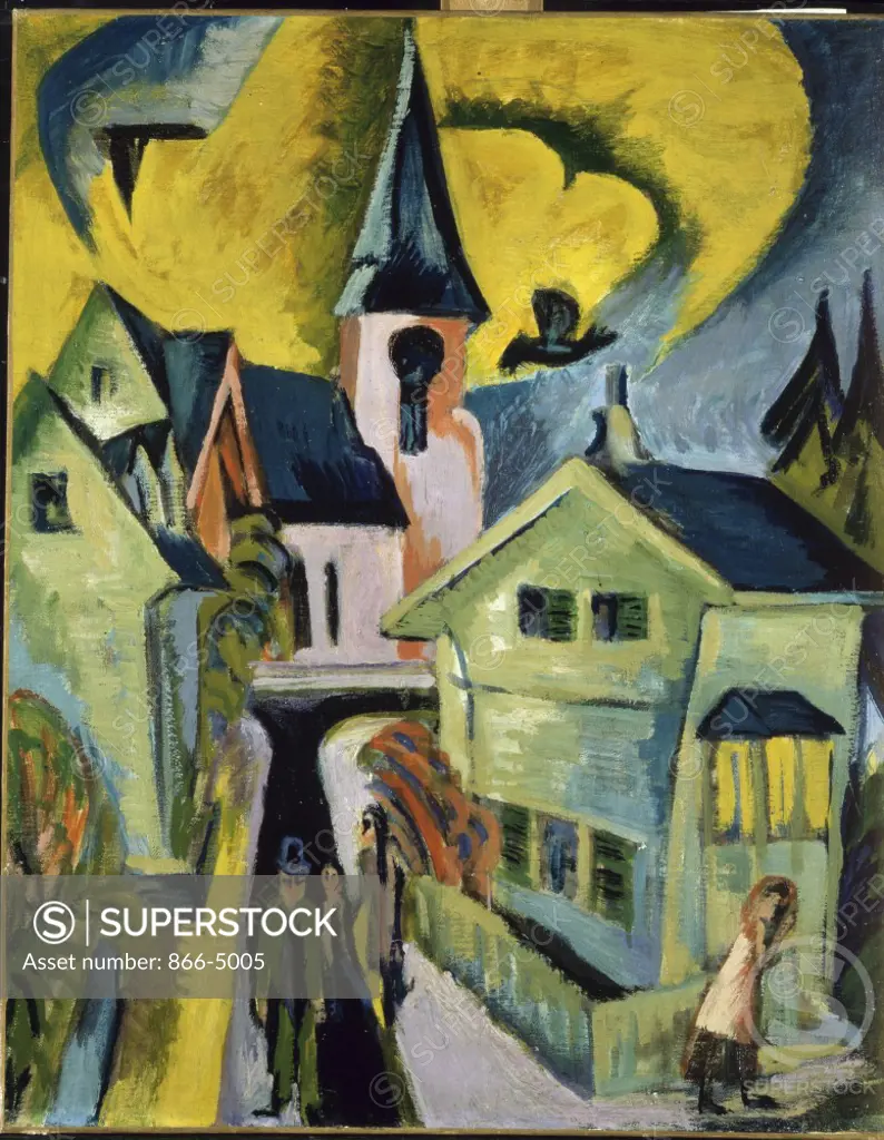 Konigstein mit Roter Kirche  1916  Ernst Ludwig Kirchner (1880-1938/German)    