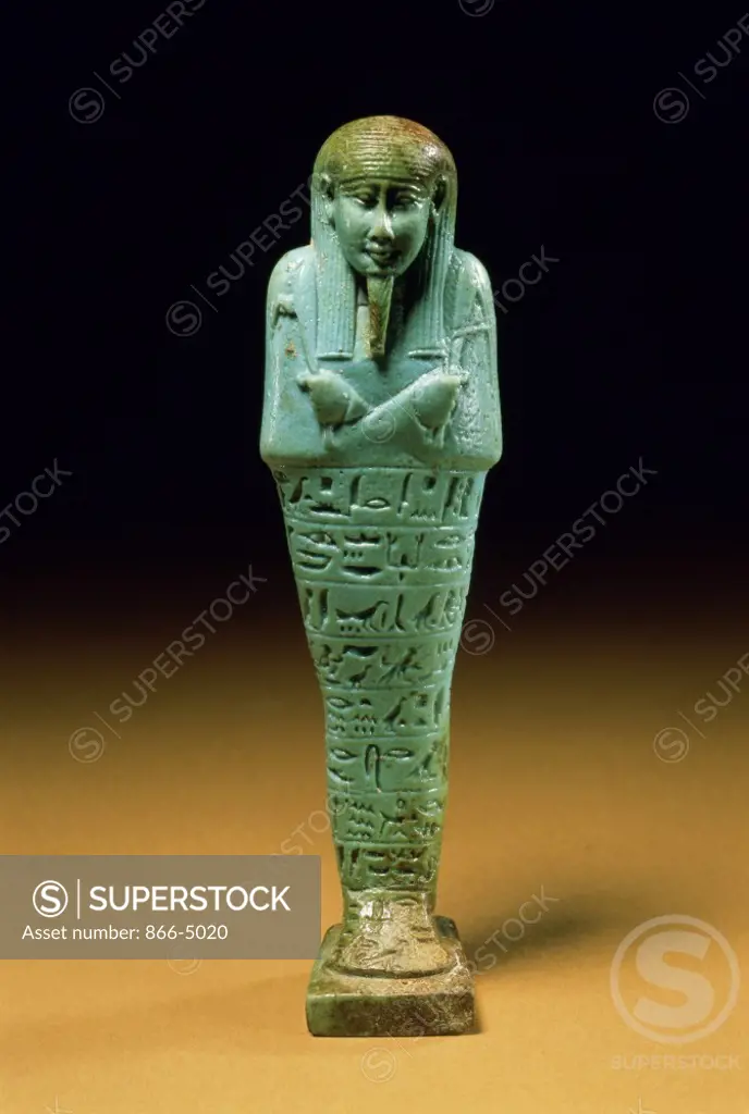 Turquoise Glazed Composition Shabti  6th C.  Egyptian Art   