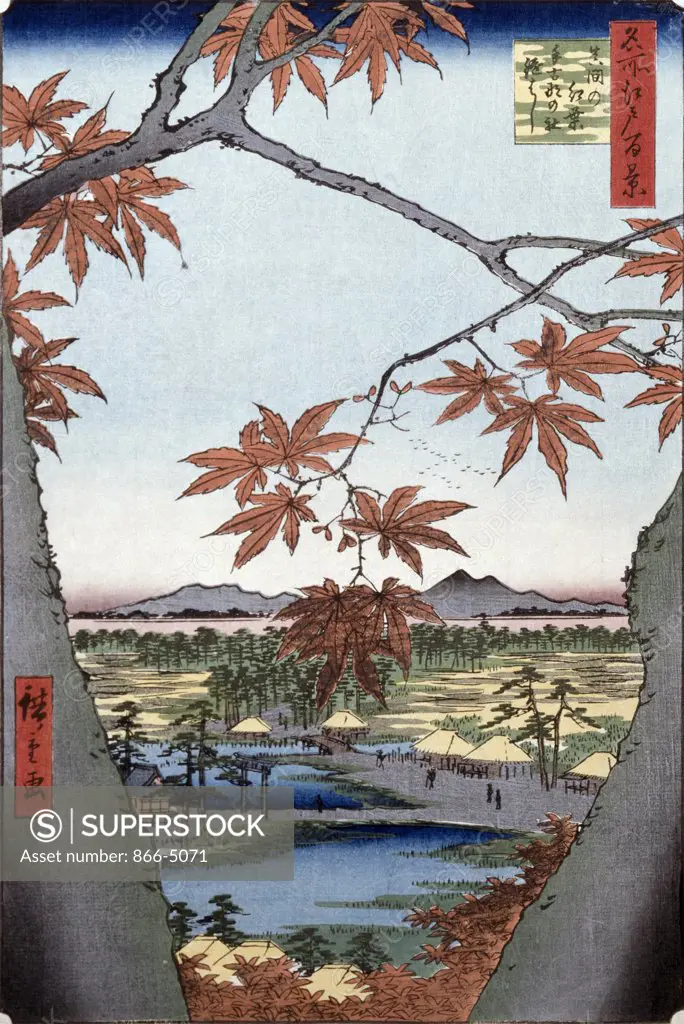 Mama Maple Trees With Tekona Shrine  Hiroshige, Ando(1797-1858 Japanese) Christie's Images, London, England 