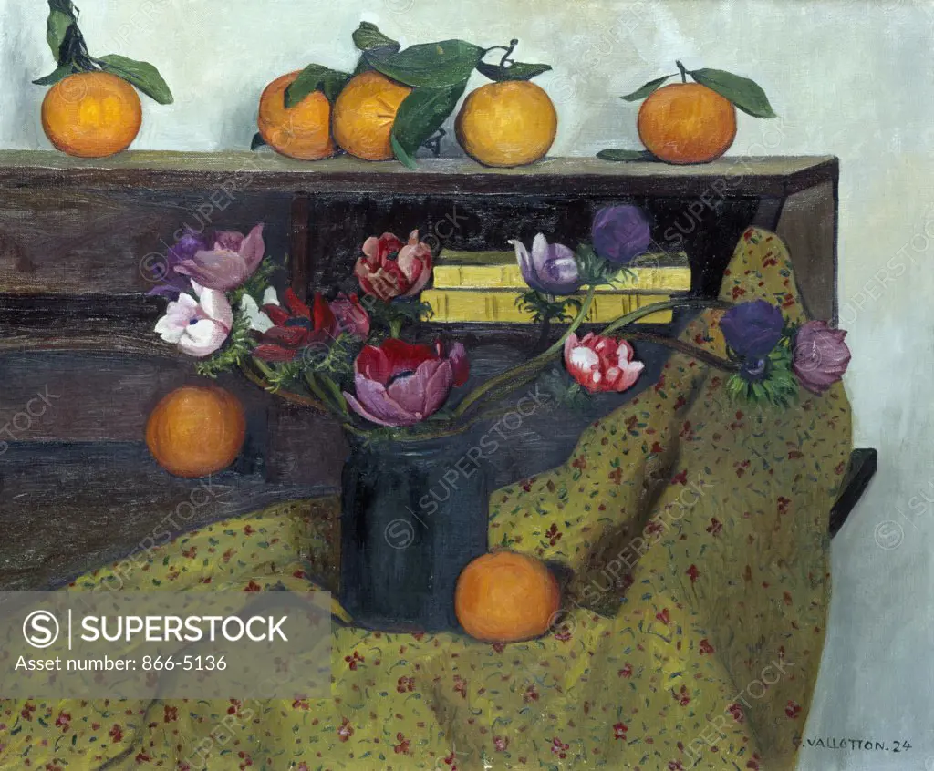 Anemones And Oranges  1924 Vallotton, Félix Edouard(1865-1925 Swiss) Oil On Canvas Christie's Images, London, England 