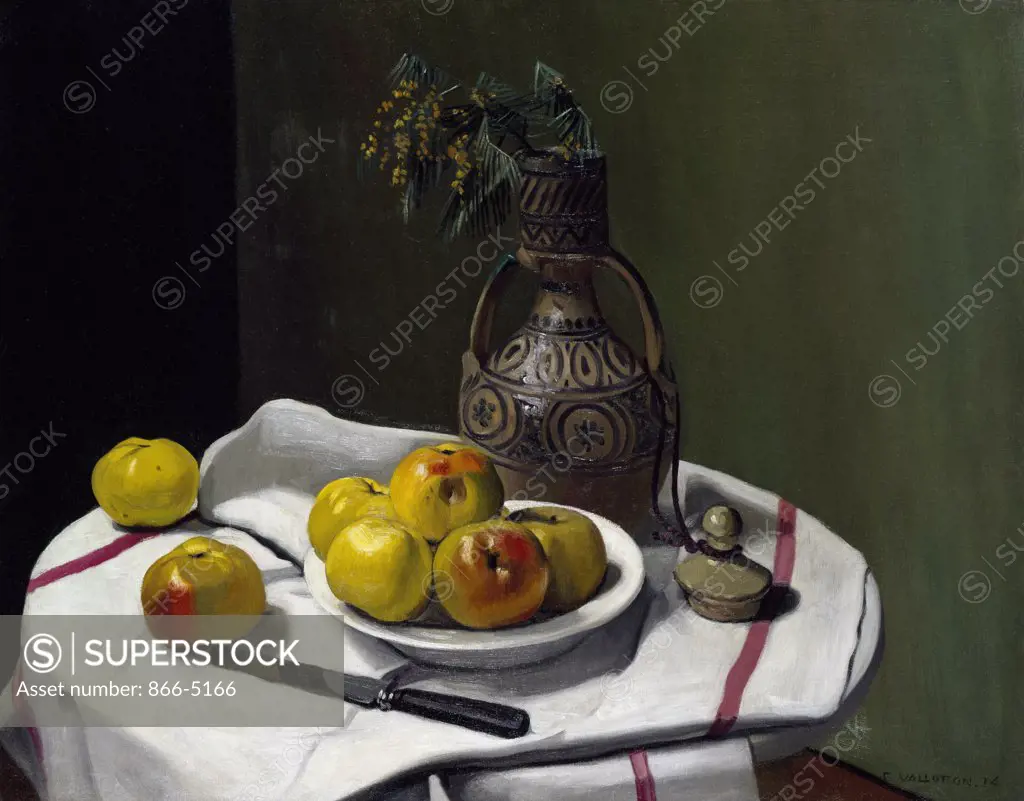 Apples And A Moroccan Vase Pommes At Vase Marocain 1914 Félix Edouard Vallotton (1865-1925 Swiss) Oil On Canvas Christie's Images, London, England