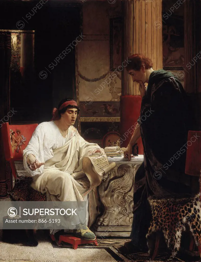 Vespasian Hearing From One Of His Generals Of The Taking Of Jerusalem By Titus Lawrence Alma-Tadema (1836-1912 Dutch) Oil On Panel Christie's Images, London, England