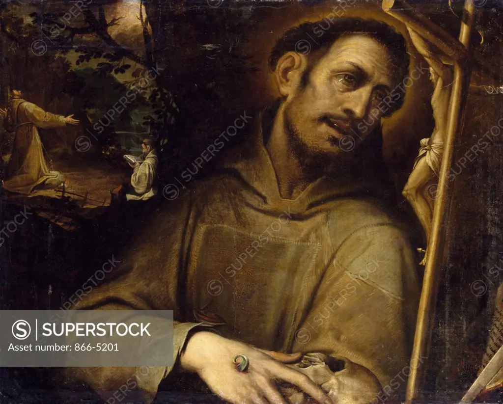 Saint Francis Adoring The Cross With The Stigmatisation Of Saint Francis Beyond Procaccini, Camillo(ca.1555-1629 Italian) Oil On Canvas Christie's Images, London, England 
