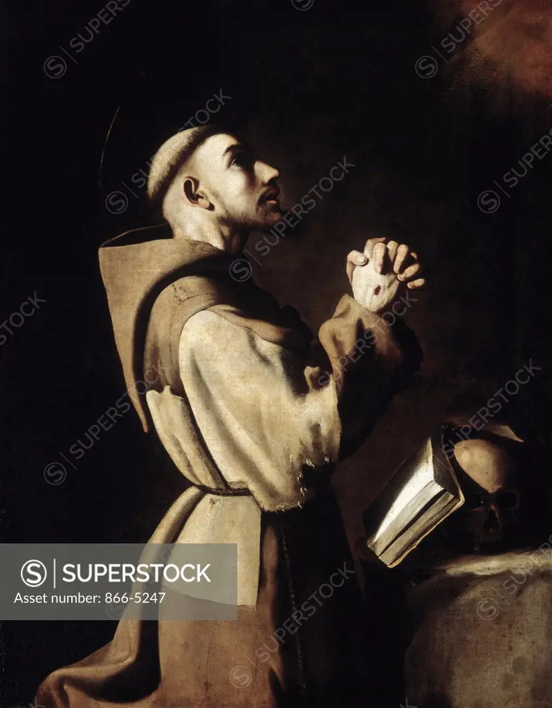 Saint Francis Of Assisi In Prayer  Zurbaran, Francisco de(1598-1664 Spanish) Oil On Canvas Christie's Images, London, England 