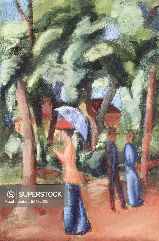 Spaziergang Im Park  1914 Macke, August(1887-1914 German) Gouache And Pastel Christie's Images, London, England 