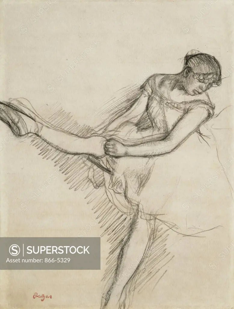 Danseuse Assise, Reajustant Son Bas  1880 Degas, Edgar(1834-1917 French) Pencil On Paper Christie's Images, London, England 