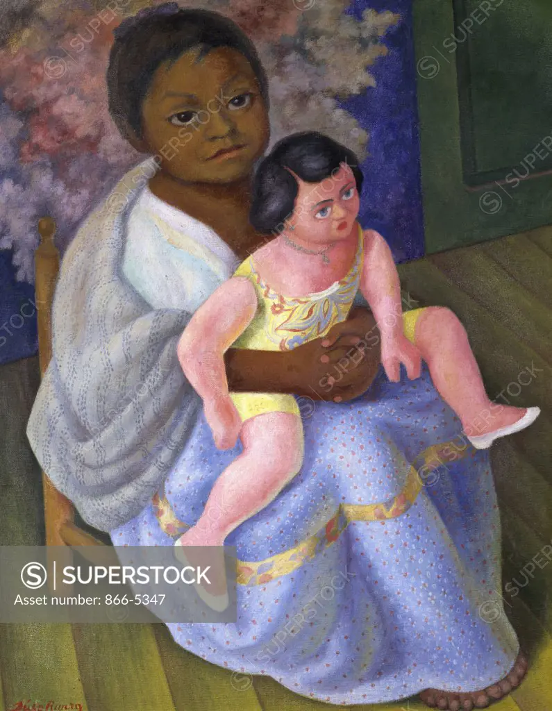 Nina con Muneca Girl with Doll 1954 Diego Rivera (1886-1957 Mexican) Oil on canvas
