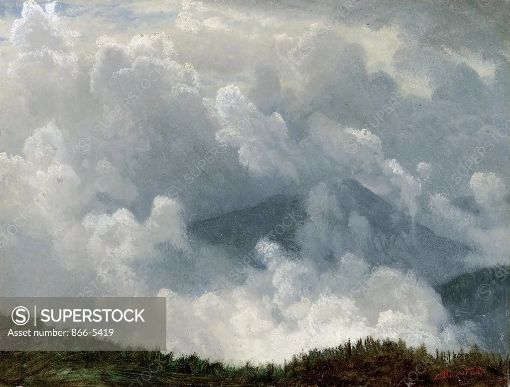 Mountain Mist Albert Bierstadt (1830-1902 American) Oil on paper board
